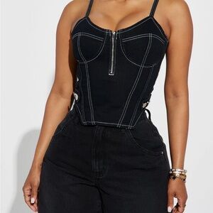 Black Denim Corset Top NWT